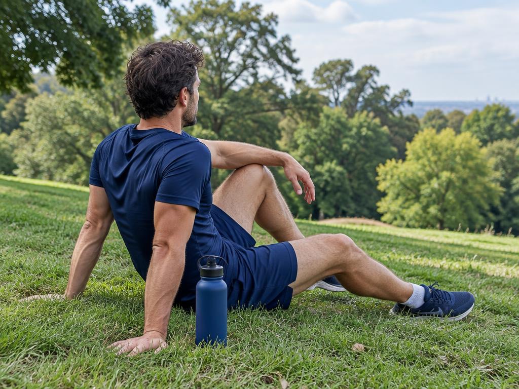 Athlete taking a rest after training in a park